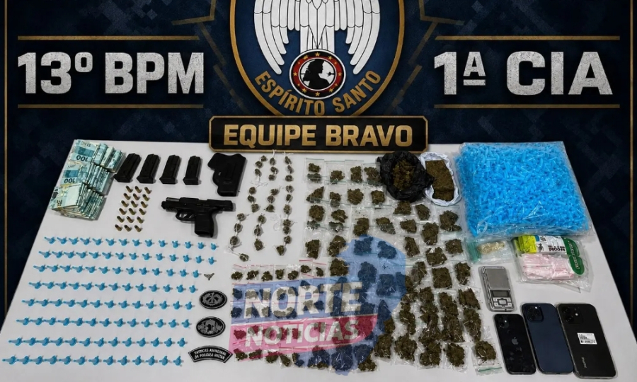 Jovem é preso com mais de R$ 33 mil, arma e drogas em São Mateus